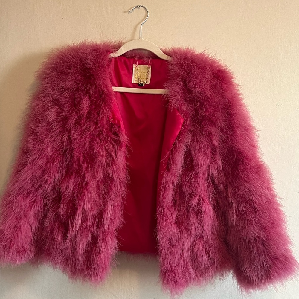 Pello Bello Bright Pink Feather Coat